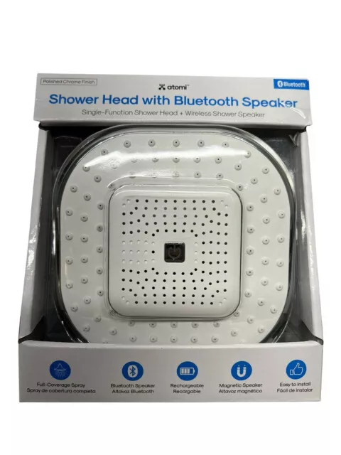 Atomi Shower Head/ Bluetooth Speaker Wireless w/ Microphone Play Music NEW A85