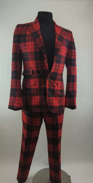 GUCCI MEN'S RED Plaid Pattern Wool Suit $775.00 - PicClick