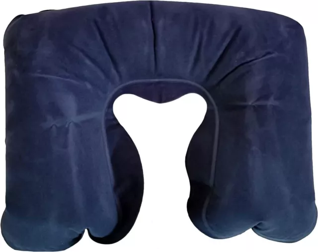 Inflatable Travel Pillow for Neck Support Head Rest Cushion Car Airplane BLUE UK