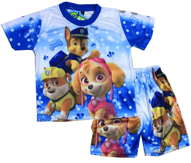 New Size 4-6 Kids Pyjamas Summer Boys Paw Patrol Top Nightie Sleepwear Blue