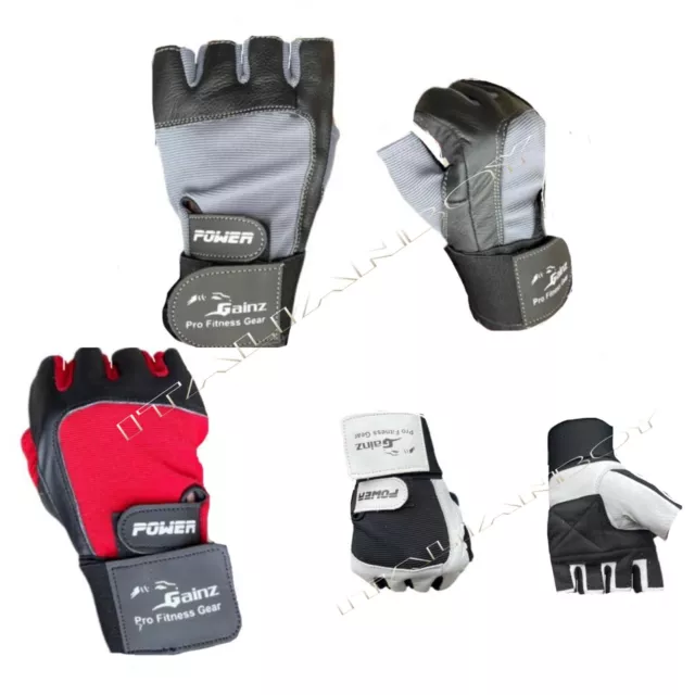 Gym Fitness Weight Lifting   Workout Training Wrist Strap Leather Gloves