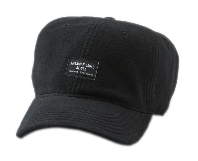 American Eagle Men's Fleece Strapback Hat, Black, One Size, 8993-6