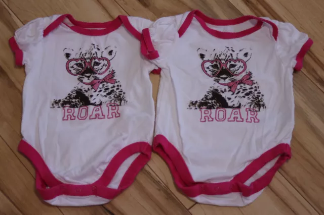 Childrens Place 0-3mo Newborn Baby Girl Outfit Set Twins Bodysuit Pink Kitten