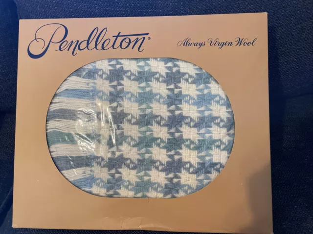 VTG Pendleton Throw Blanket - Light Turquoise- 100% Virgin Wool-  68 X52 USA