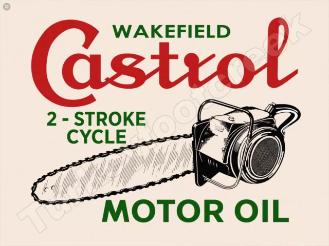 Wakefield Castrol 2-Stroke Cycle Motor Oil Metal Sign 3 Sizes to Choose From