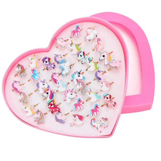 Set Di 36 Anelli Regolabili Per Bambine - Gioielli Colorati Per Feste E Gioco - Foto 4