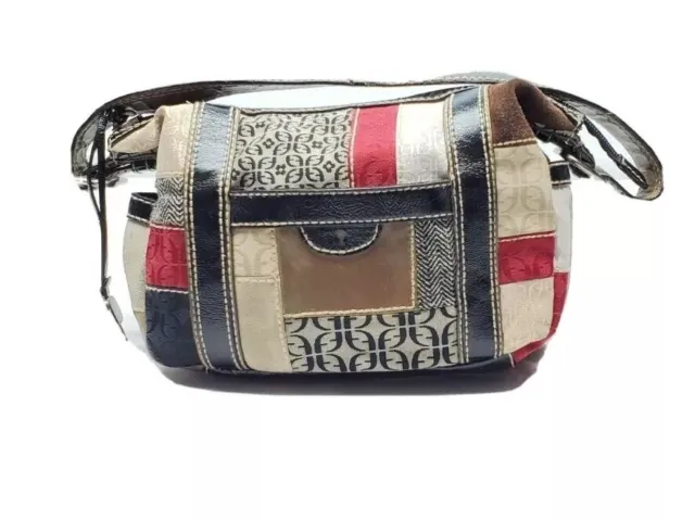 Vintage Fossil Multicolor Patchwork Handbag Purse Tote Shoulder Bag ZB 2466