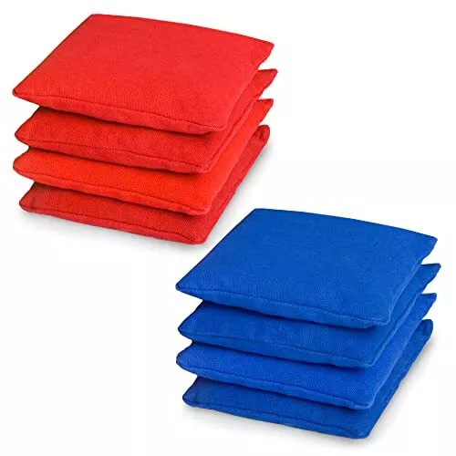 Weather Resistant Cornhole Bean Bags Set of 8 - Duck Cloth - Red and Blue