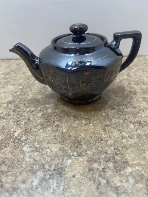 Vintage Redware Moriage Teapot Enamel Hand Painted Made In Occupied Japan 4” Tal