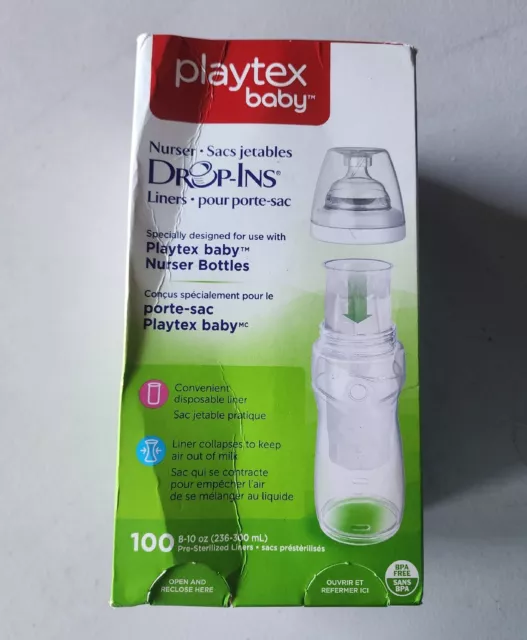 Playtex Baby Nurser Drop-Ins 4 oz. Bottle Liners 100 Count Pack New