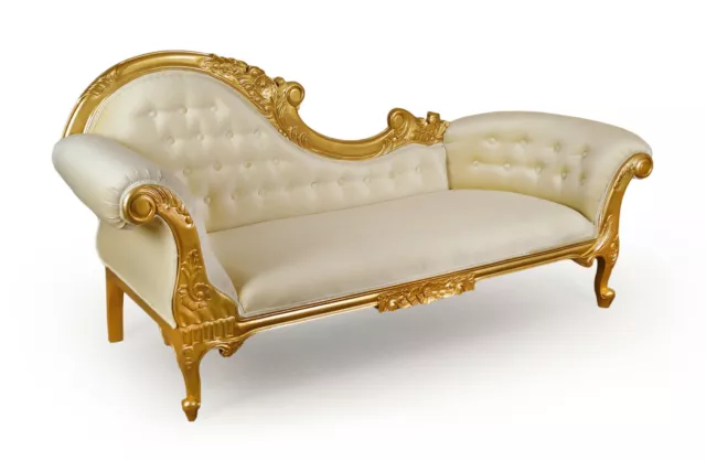 Gold Chaise Longue louis baroque Chesterfield Button Tufted sofa couch 80245a