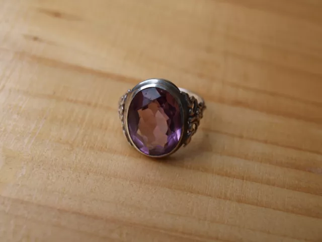 Alter Ring in 830 Silber mit Amethyst  Ringgröße ca. 57 mm