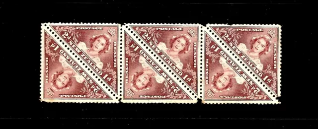 New Zealand 1943 Health, Block of 6 QE II, 2d+1d Brown, SG 637, HM