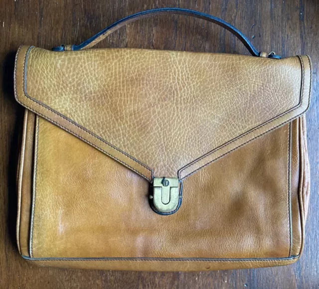 Amazing Rare Vintage GOLDPFEIL CARACCIOLA Tan Leather  Briefcase Bag/Purse