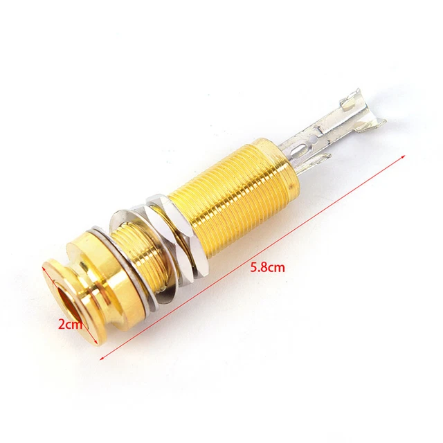 Prise Jack 1/4" 6,35mm Laiton Mono Pour Guitare Électrique Basse - Entrée Sortie Stéréo Argent