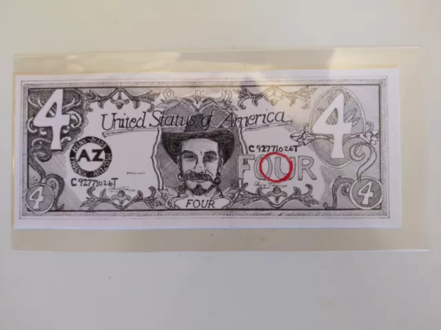 Rare "4 United Status" Money Art Note Bill Non-Legal Tender 26/252 Chris Tinney