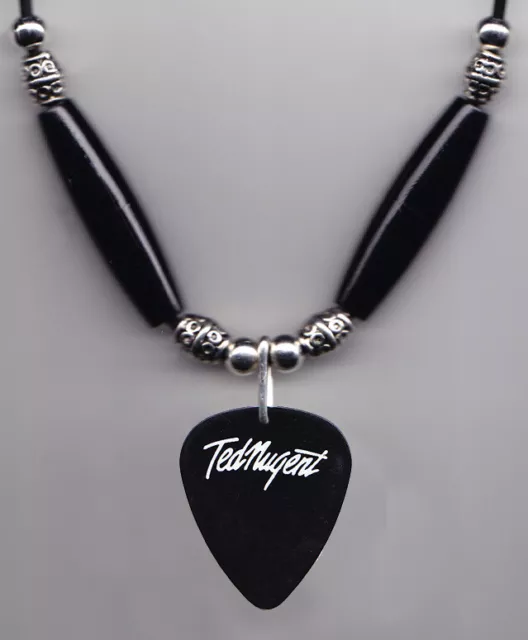 Ted Nugent Michael Lutz Signature Black Guitar Pick Necklace - 1995 Tour