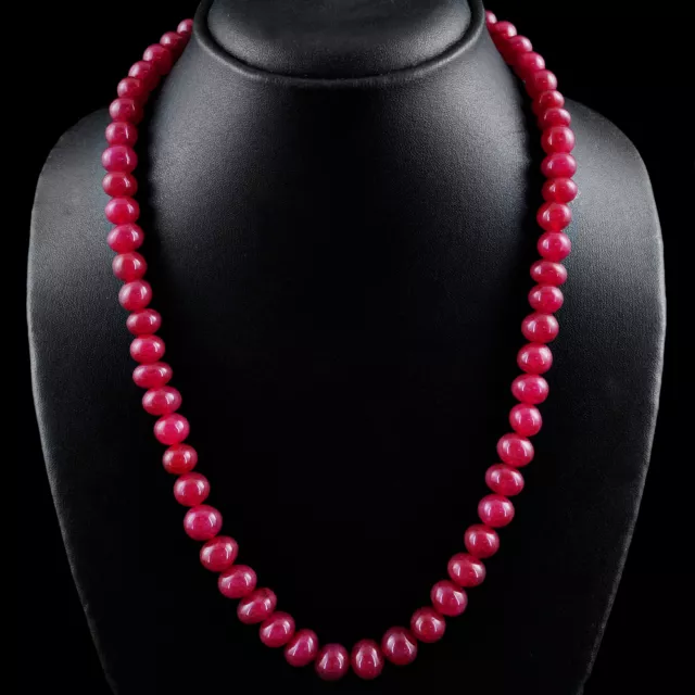 348.00 Cts Earth Mined Red Ruby Single Strand Round Shape Beads Necklace (Rs)