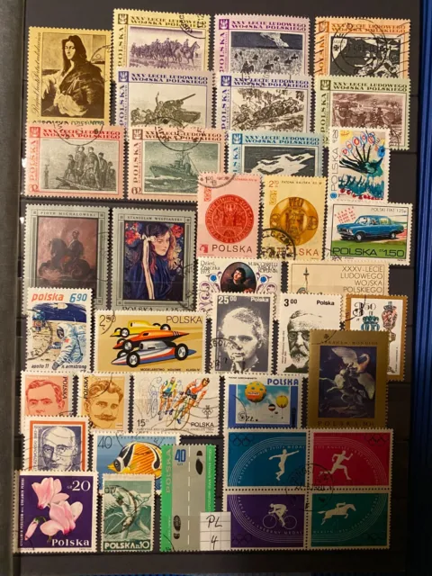 Briefmarken Polen, Doubletten gestempelt, 1 DIN-A4 - Seite, PL 4