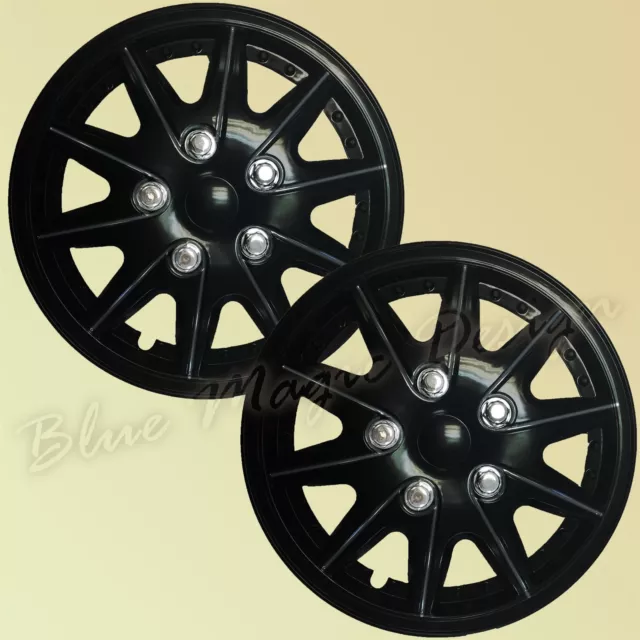 2 Gloss Black Universal 13" 13 Inch Car Wheel Trim Cover Replacement R13 Hub Cap