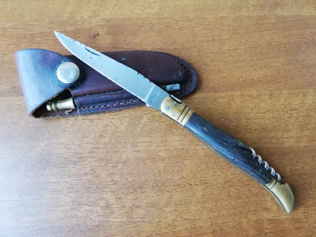 Vtg Rare French Laguiole "Atlas For Men" Folding Pocket Knife Corkscrew Tool