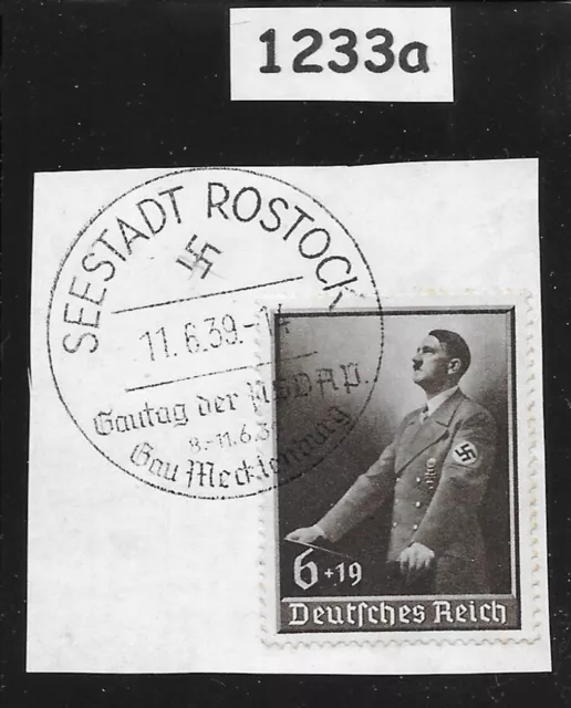 Stamp  1939 Adolf Hitler B140 Third Reich Seestadt Rostock Germany cancel  1233a