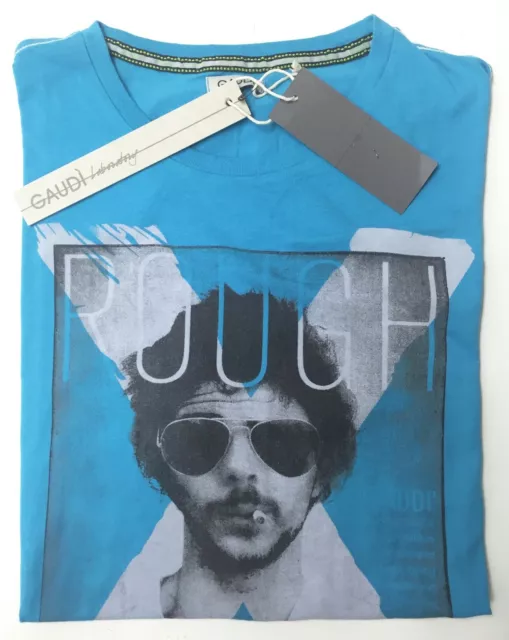 GAUDI' t-shirt maglietta girocollo slim colore blu turchese taglia L