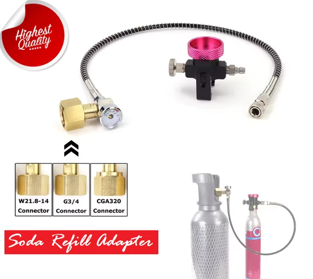 Sodastream Adaptador de llenado de Metal de W21.8 14 a Tr21 4, Kit de