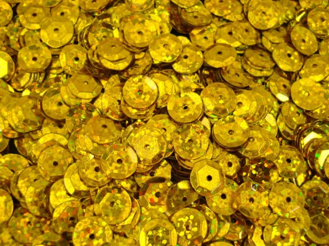 Sequins Cup 10mm Laser Harvest Gold 100g Stage Costumes Jewellery FREE POSTAGE