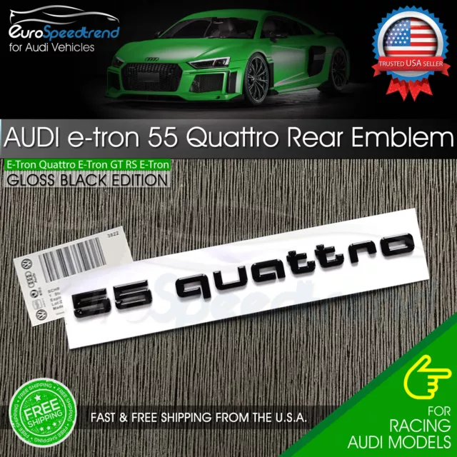 Audi etron 55 QUATTRO Emblem for e-tron Gloss Black 3D Badge Rear Trunk Lid Logo