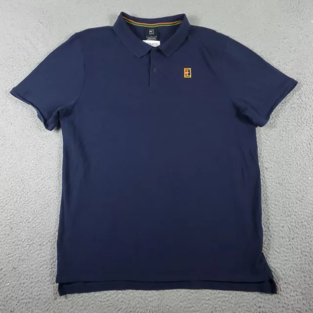 Nike Polo Shirt Mens Size Large Blue Swoosh Casual Short Sleeve Adult *