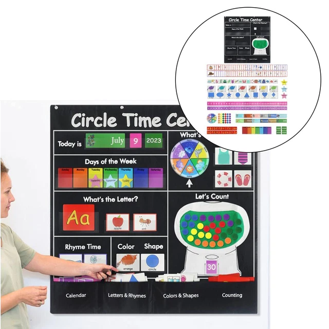 CIRCLE TIME LEARNING Center Pocket Chart, Color Shape Counting Calendar ...
