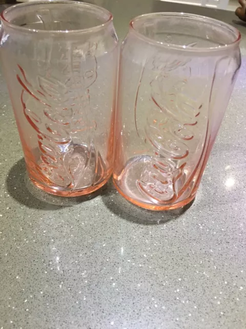 Coca Cola Mcdonalds Pink Can Glasses X 2 Collectable Coke