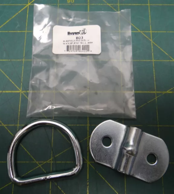 Buyers Products B23 Zinc Plated Steel D Ring 2-Hole Mounting Bracket Zinc Plated