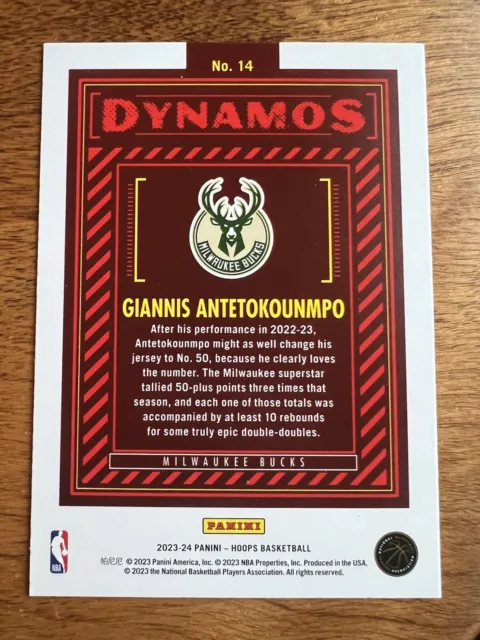 2023-24 PANINI NBA Hoops Dynamos Holo Foil - Giannis Antetokounmpo ...