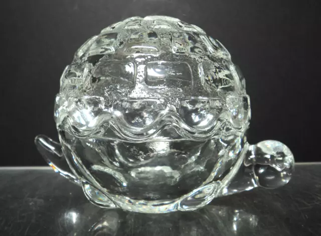 Heavy Anchor Hocking Glass Turtle Trinket Box Ashtray Paperweight ~ Mint