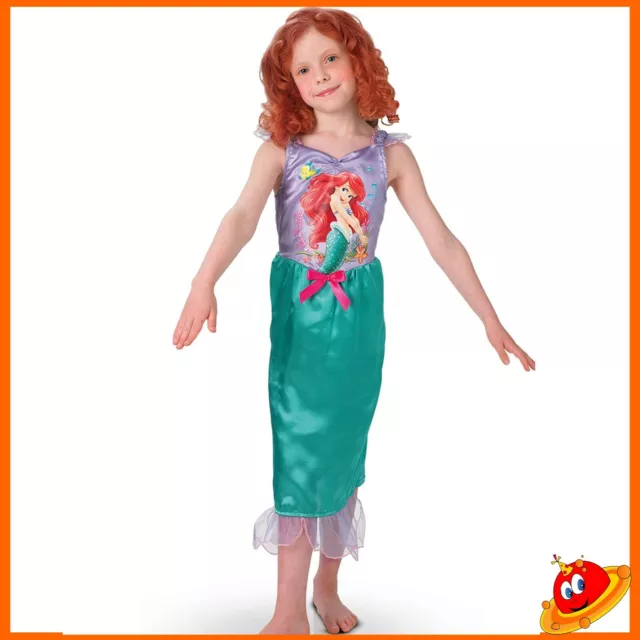 Costume Carnevale Ragazza Bambina Ariel Sirenetta Disney Tg 3-8 anni