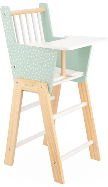 ✅ Janod - Zen FSC Wood Highchair - Pretend Play Toy - Accessory for Dolls