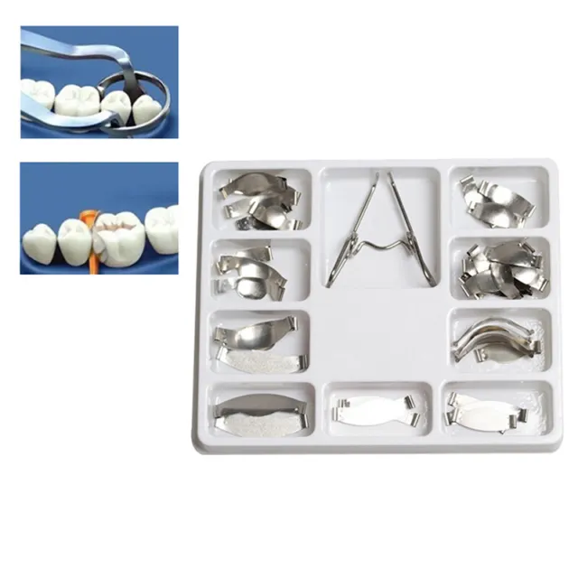 Dental Saddle Contoured Metal Matrices Matrix Universal Kit with Spring Cli-DC