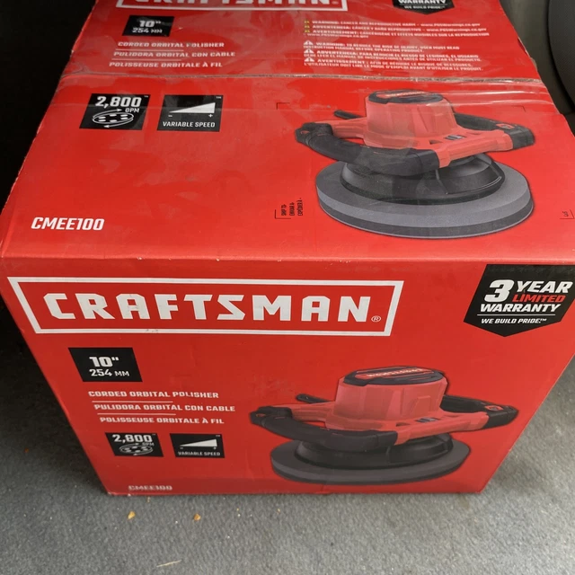 CRAFTSMAN CMEE100 10& Variable Speed Corded Orbital Polisher, NEW 54.