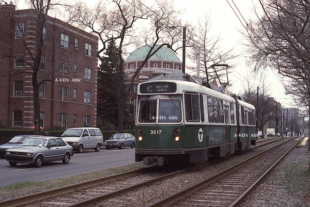 BIN  Orig slide MBTA Bay Transit traction 3617 Beacon St Boston MA 1990