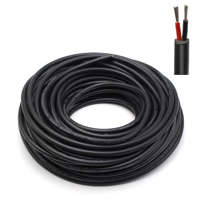 18 Gauge Electrical Wire 2 Conductor, 65.6ft Insulated Stranded Low Voltage