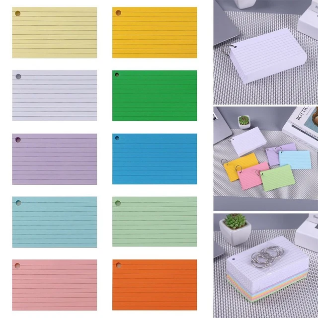Lot De 250 Fiches Bristol Colorées Lignées - Cartes De Révision Détachables Avec Spirale - 5 Couleurs - 12,5 X 7,6 cm