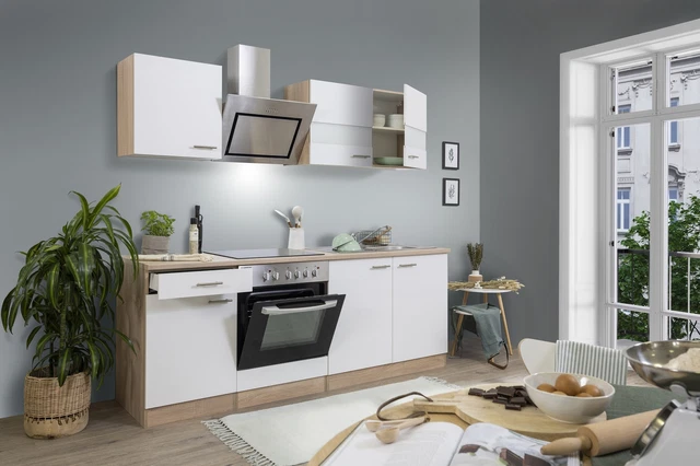 Cucina attrezzata cucinino di Rovere Bianco Merle 210 CM