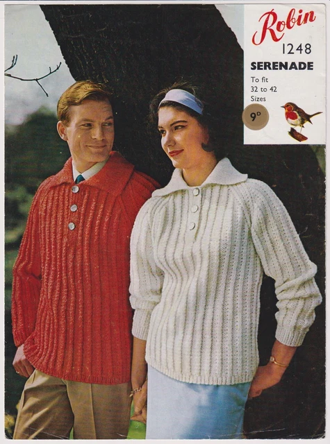 Original Vintage Robin Strickmuster 1248 - Seine & ihre klobigen Pullover 1960er Jahre