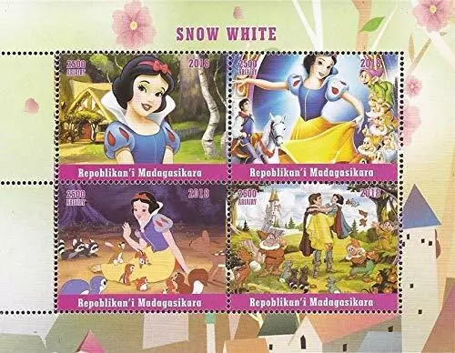 2018 Disney Snow White and the seven dwarfs - 4 Stamp Sheetlet Stamps