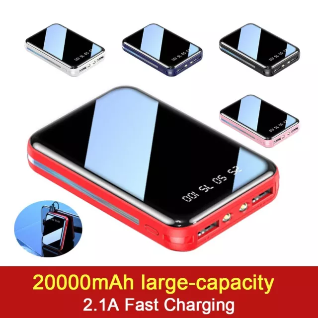 Mini Power Bank 20000mAh 2 USB Charging Portable External Battery Backup Charger