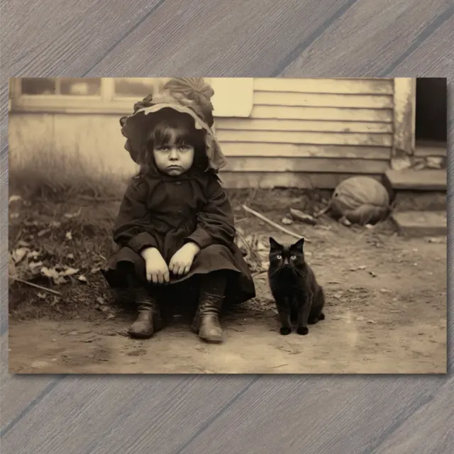 POSTCARD Children Scary Vintage 19th Century Horror Playful Cats