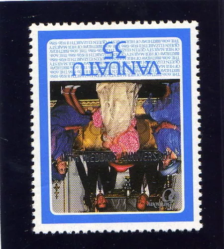 VANUATU 1987 40th WEDDING INVERTED OPT. SG 488 var. MNH