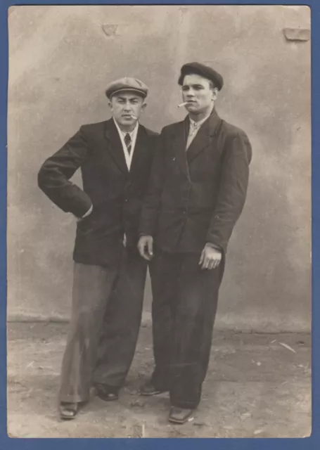 Handsome Guys Smoking Cigarettes, Pretty Boys Soviet Vintage Photo USSR
